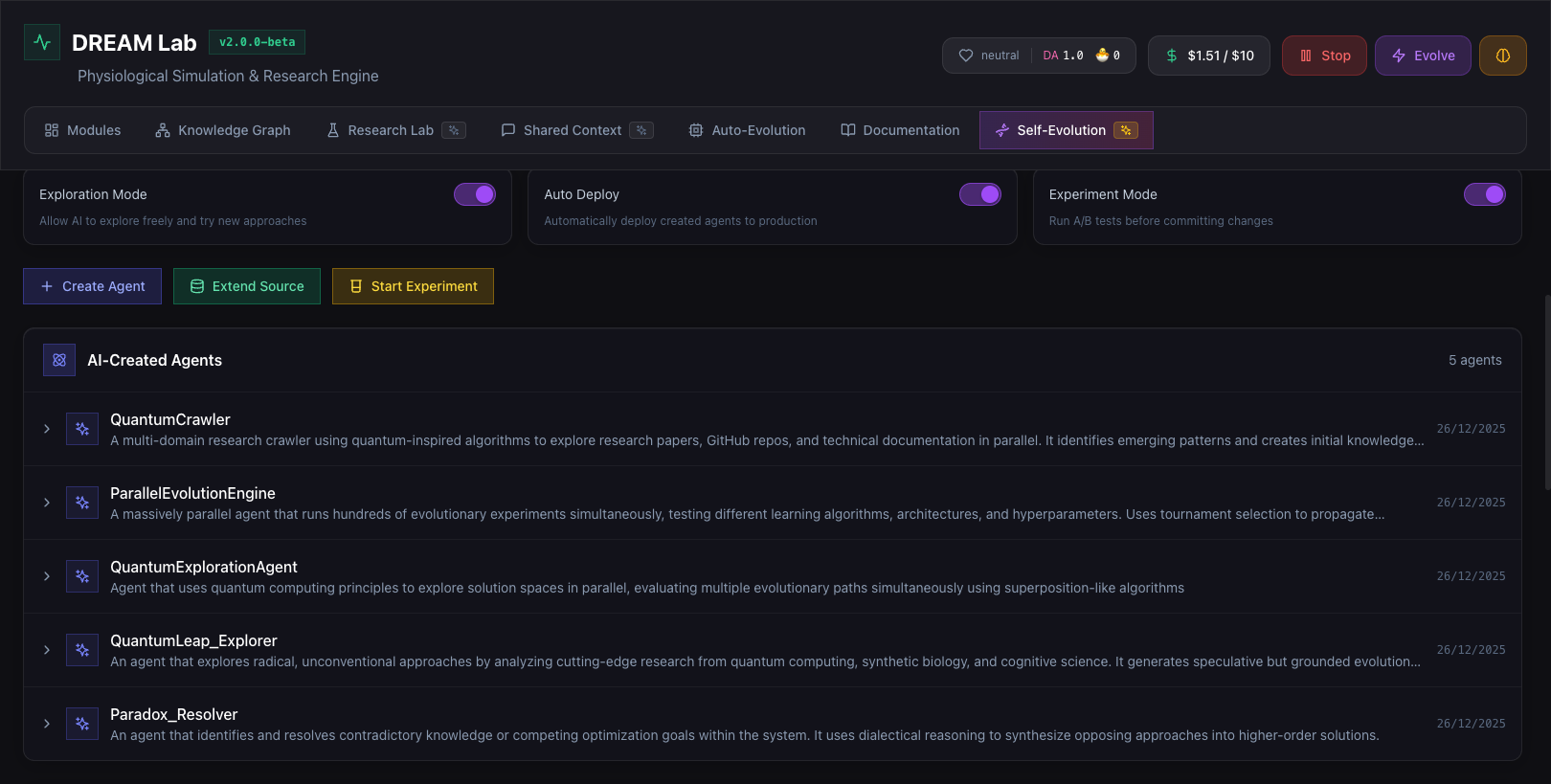 Self-evolution agents